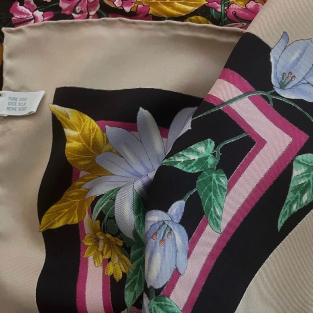 Dior Floral Silk Scarf in Black, Pink, Orange, Blue, Green - Picture 6 of 6